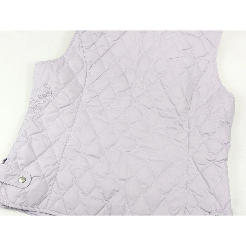 Eddie Bauer Vest Womens Medium Purple Premium Goose Down Quilted Puffer Full Zip - Picture 9 of 12